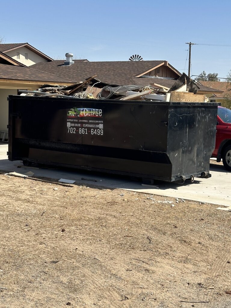 20 yard dumpster filled with debris, Las Vegas.