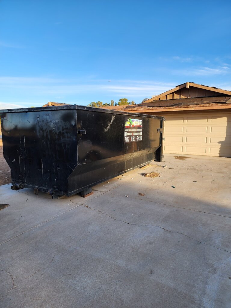 20 yard dumpster in driveway, Las Vegas.