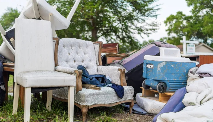 Bulky items in front of a house
