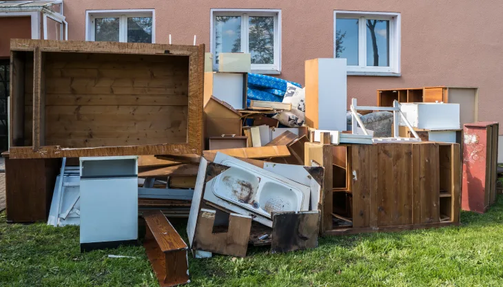 Renovation debris in front of a Las Vegas home