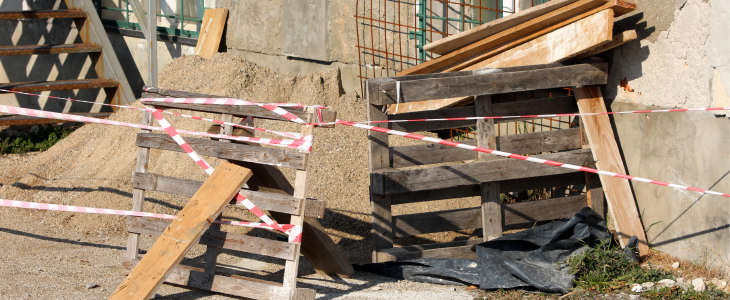 Construction materials on the site of a construction site