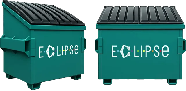 "Two dumpsters with the word 'ECLIPSE' on them."
