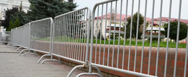 a row of metal barriers in Las Vegas, NV
